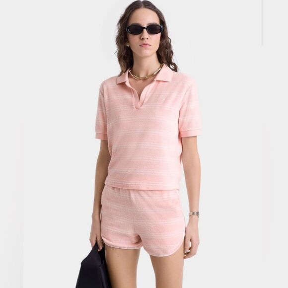 Sporty & Rich SRC Terry Short Set - Pink Dolphin Striped - Picture 2 of 4